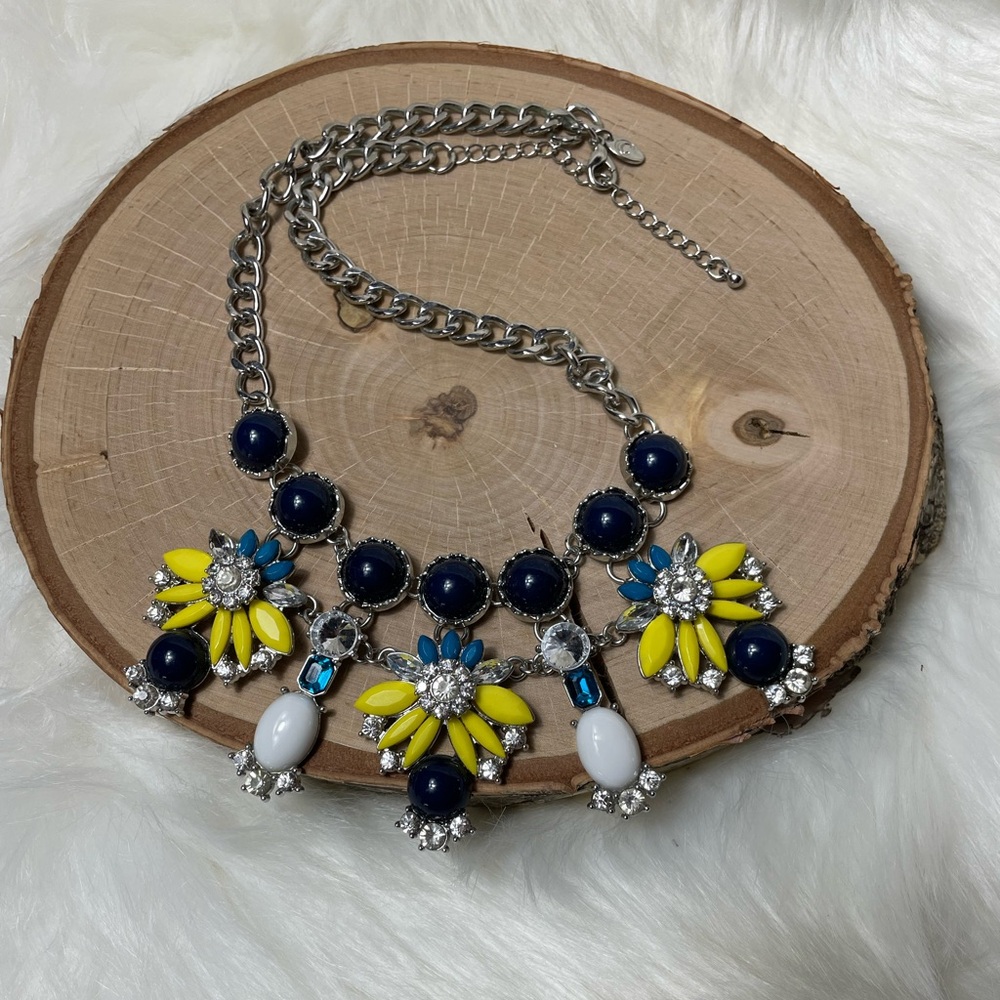 Costume Jewelry Chain Yellow Blue White Necklace